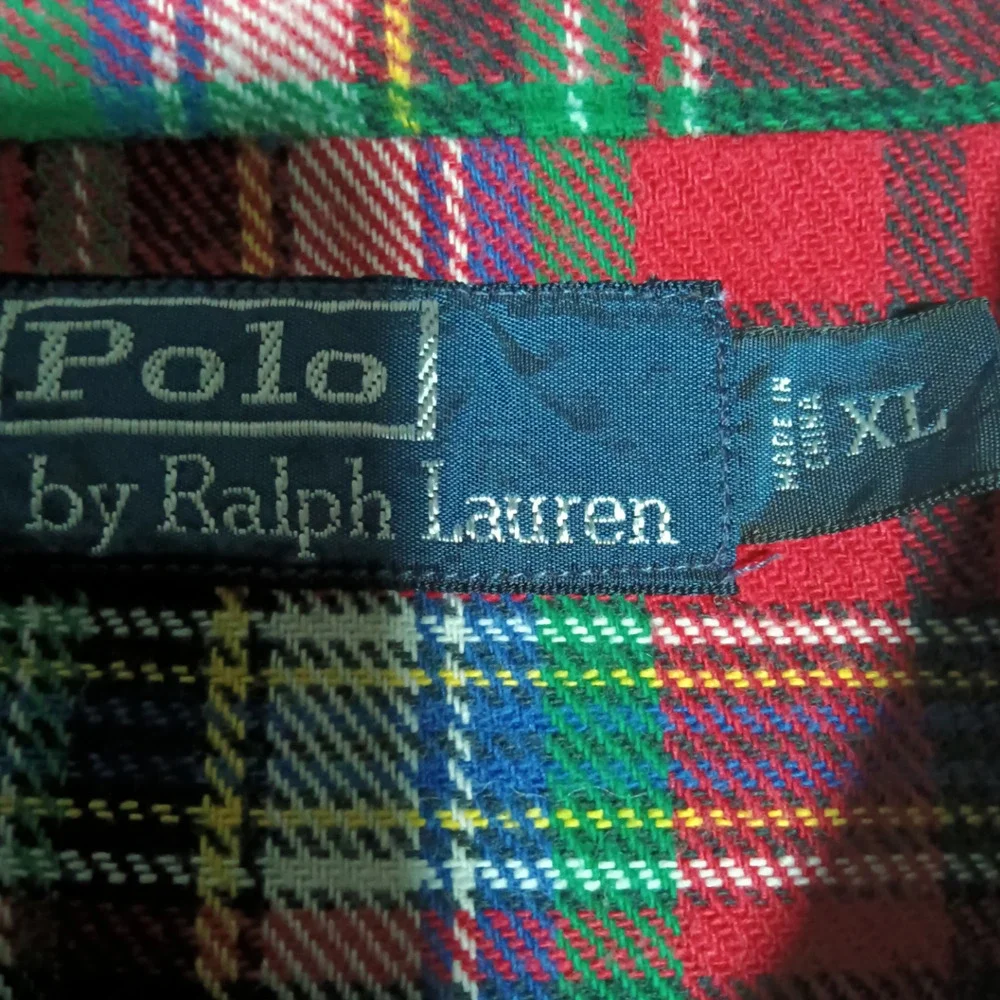Vintage‎ Polo Ralph Lauren Plaid Cotton Flannel Snap size L